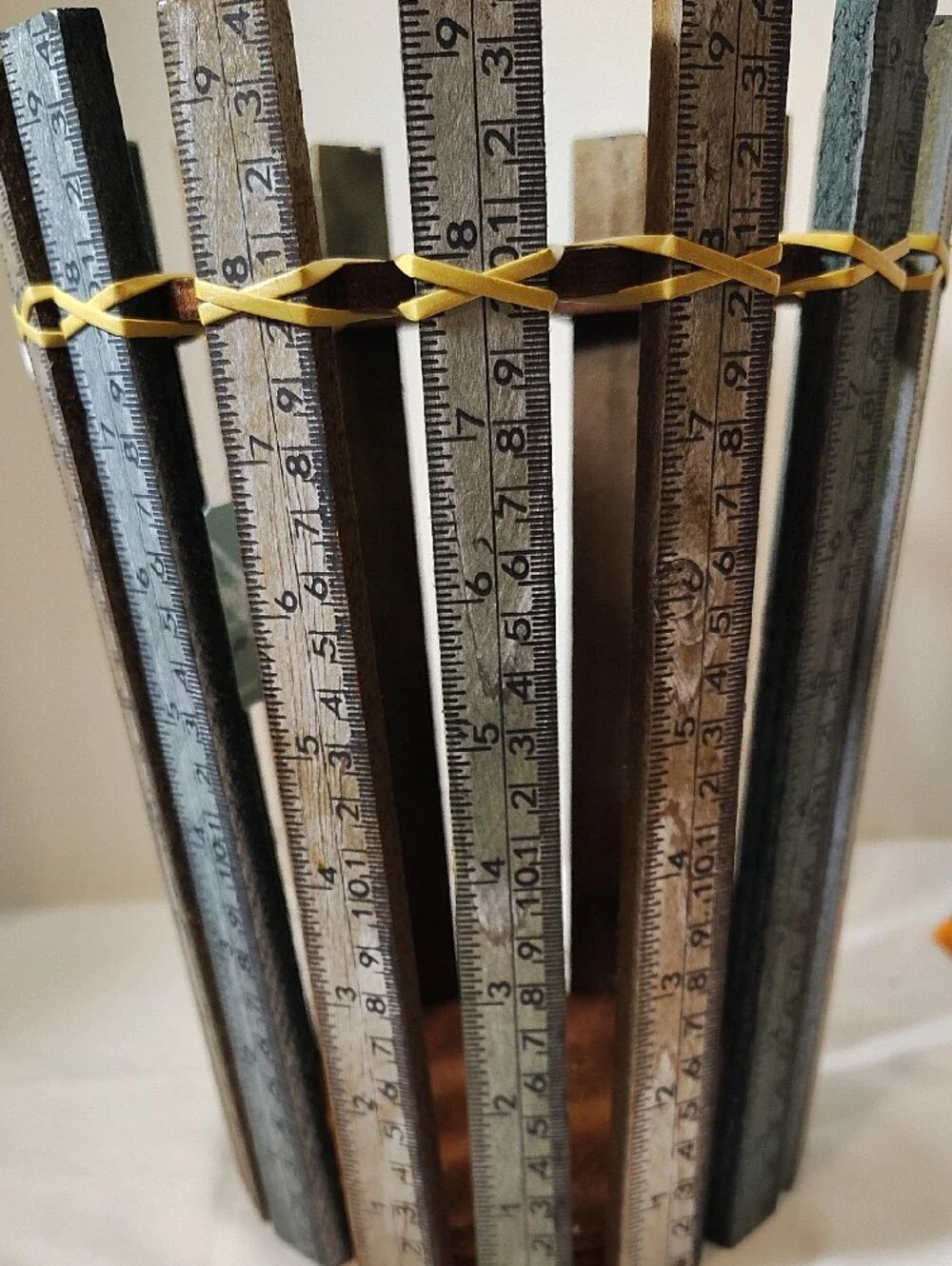 Wood Ruler Accent Vase - Multicolor Wood & Metal